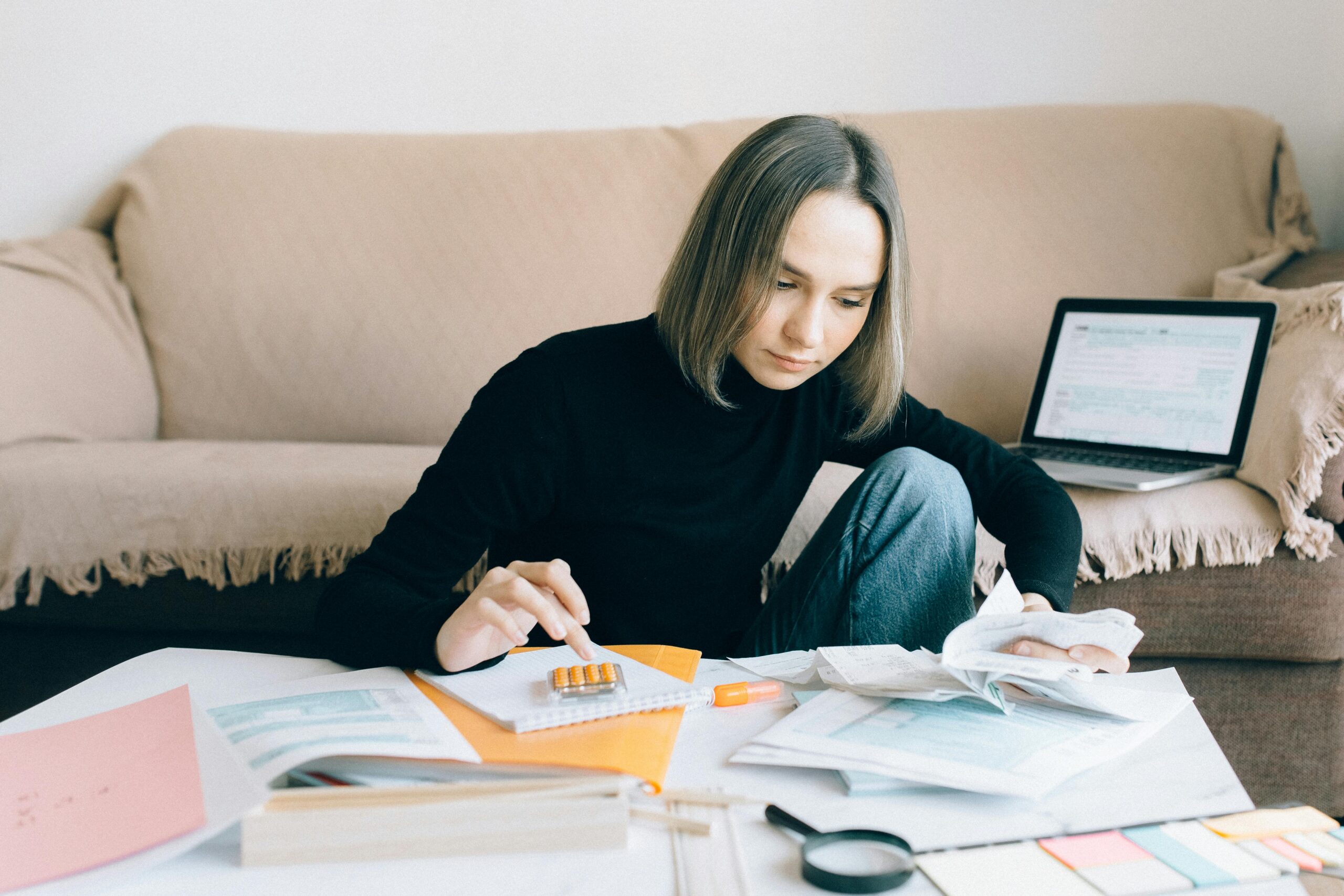 A woman doing some accounting tasks