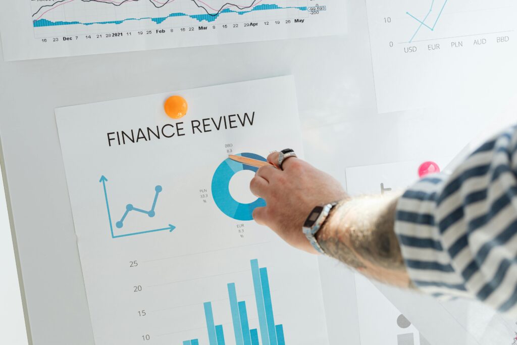 Financial Report Paper on a White Board